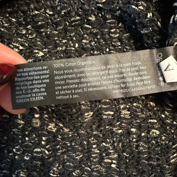 EILEEN FISHER Organic Cotton Fishnet Knit Slight A-line Sweater~Size M(z) - Picture 6 of 11